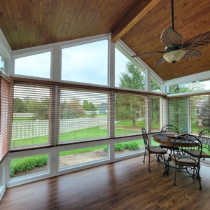 Wood accents in sunroom addition