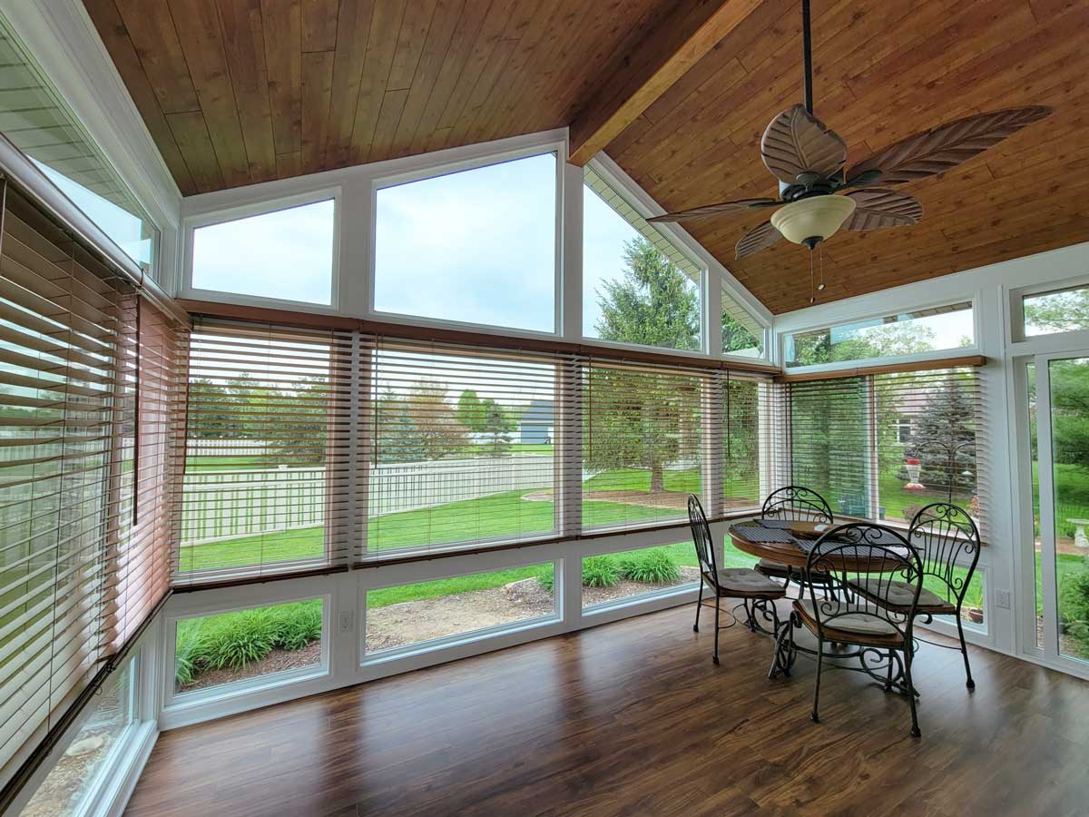 Wood accents in sunroom addition